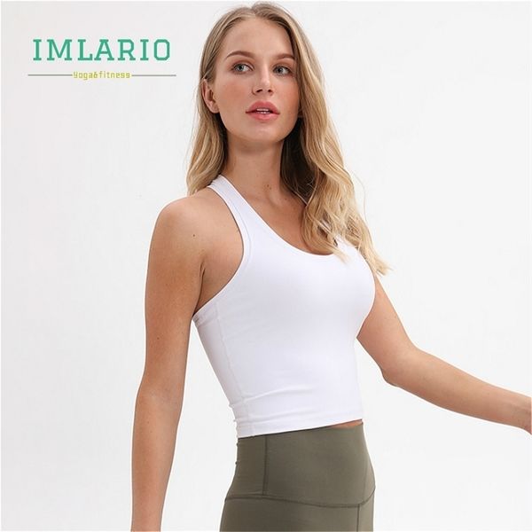 

imlario slim fit gym yoga muscle tank vital solid fitness running crop women racerback sports commute t shirt sleeveless, White