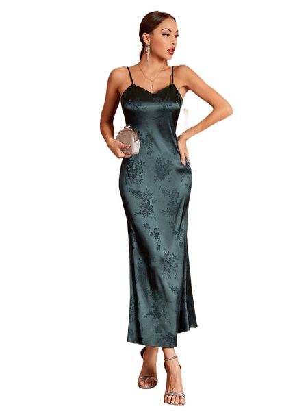 

satin jacquard cami dress z8ny#, Black;gray