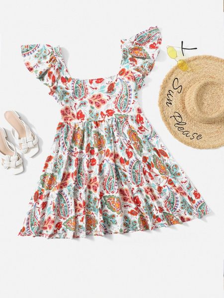 

flutter sleeve plants print dress t5jf#, Black;gray