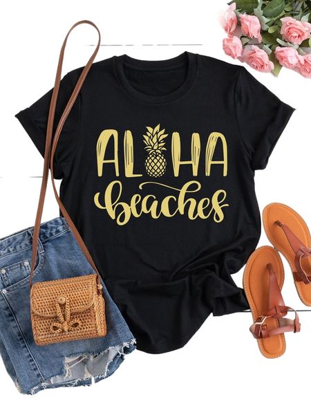 

plus pineapple and letter graphic tee j0uq#, Black