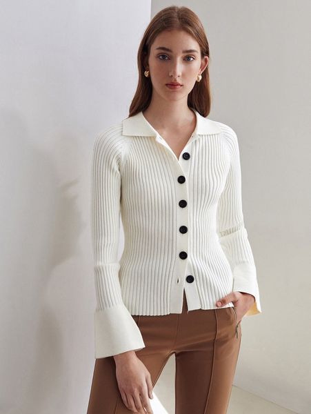 

motf premium wool mix bell sleeve cardigan u3km#, White;black