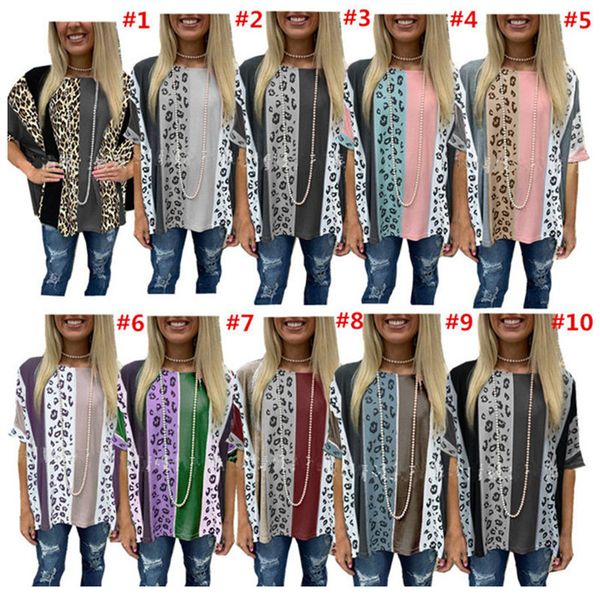 Moda vaca stria impressão t-shirt mulheres meninas tops verão cotovelo manga o-pescoço camiseta impressão listrada t - shirts Casual solta camisetas roupa solta e confortável