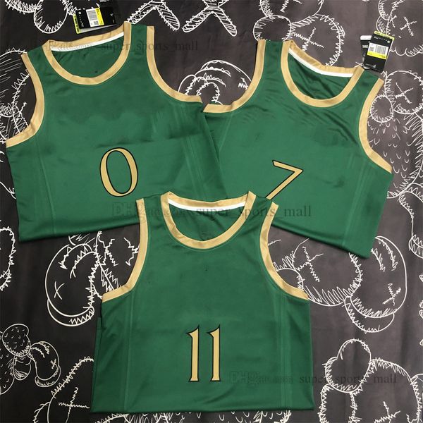 

printed basketball jerseys 0 jayson 7 jaylen tatum brown payton 11 pritchard jersey green, Black;red