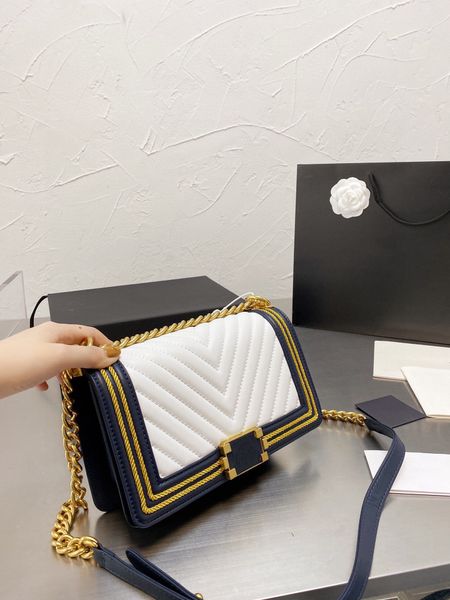 

women's shoulder bag luxury tote purse handbag message bags cluth brand classic genuine leather crossbody flap gift box gold chain size