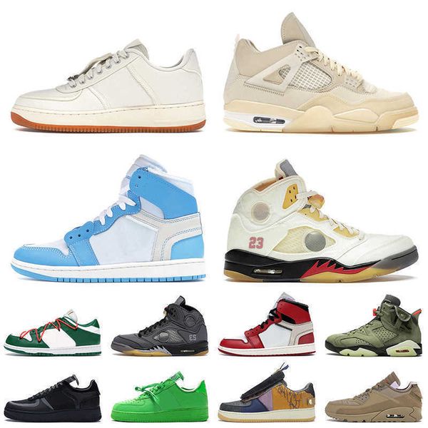 

women mens designer casual shoes white jumpman 1 cactus jack 4 5 6 with socks ow x low platform sneakers eur 36-47 fragment university blue, Black