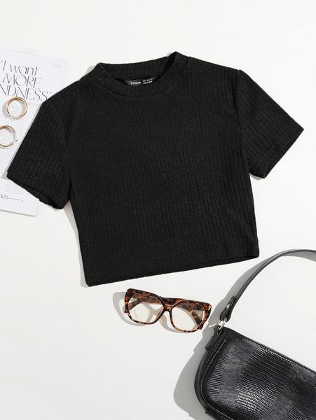 

rib-knit solid tee l8lt#, White