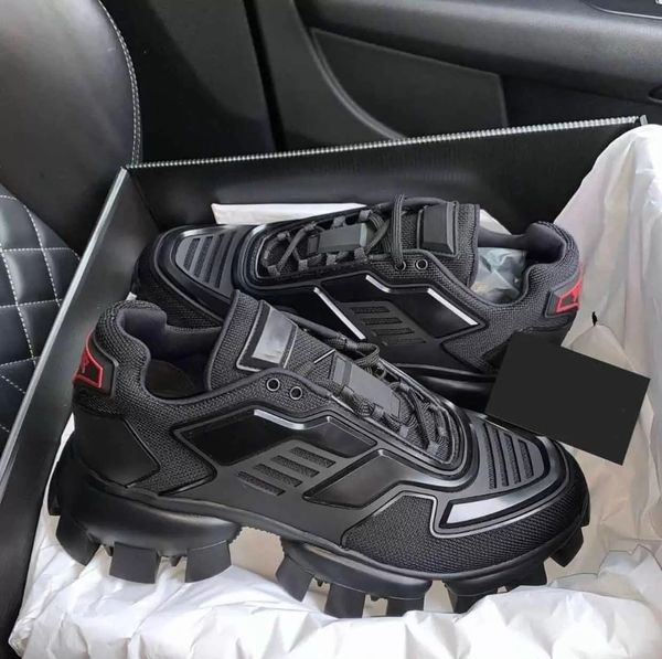 

brand designer men's sports shoes cloudbust thunder sneakers men knit fabric technical eyestay casual walking light mesh outdoor runner, Black