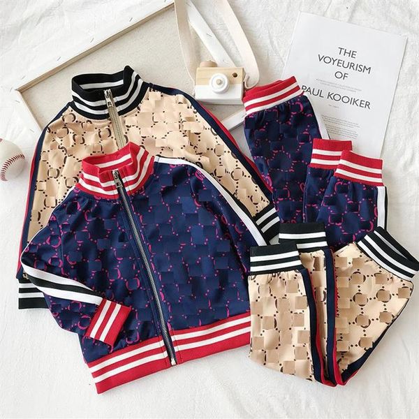 

children spring autumn garment baby boys girls zipper hoodies 2 pcs set kids long sleeve twinsets tracksuit2384, White
