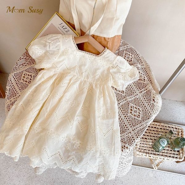 

fashion girl princess lace dress summer toddler child vintage vestido short sleeve party wedding birthday baby clothes 210y 220614, Red;yellow