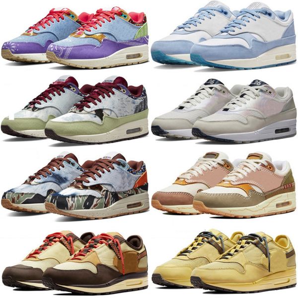 

new 87 women men running shoes 1 x concepts far out heavy mellow 87s blueprint la ville lumire wabi-sabi ts x saturn gold baroque brown outd, Black