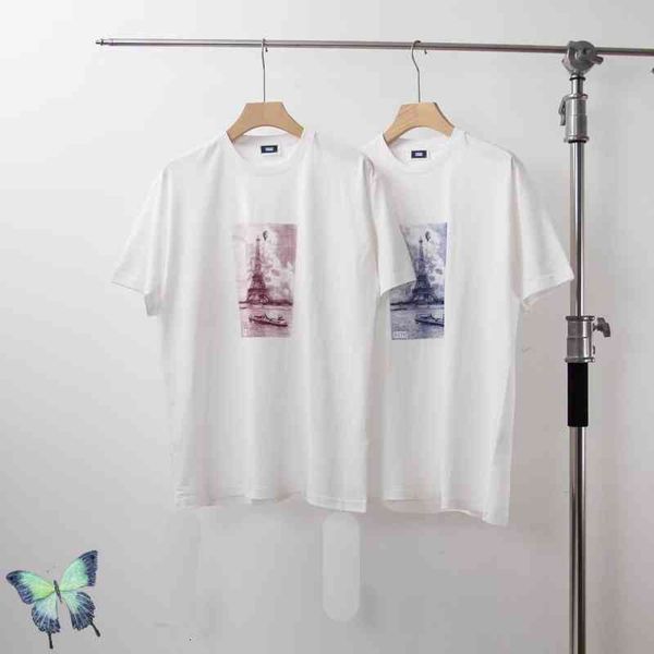 

men's t-shirt kith tower navy print t-shirt soft and comfortable, White;black