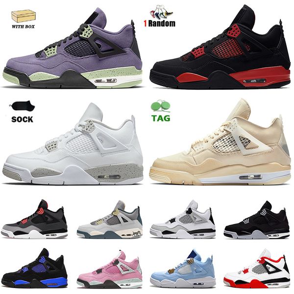 

fashion jumpman 4 4s basketball shoes white oreo sail tech taupe haze fire red thunder cool grey military black cat university blue pink wom