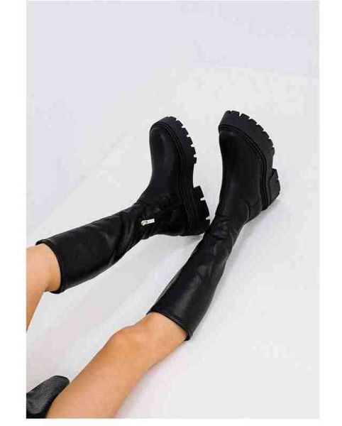 

fashion new leather summer boots for women shoes thick bottomed women's elastic shoes, Black