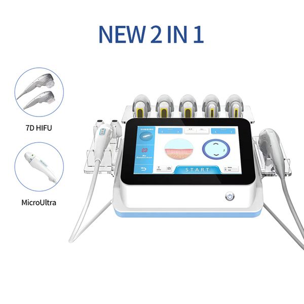 

portable multi-functional beauty equipment 2 in 1 7d hifu & microultra ultrasound machine for skin tightening, Black;white