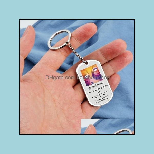 Key Rings Jewelry M￺sica personalizada Spotify Code Keychain ￁lbum personalizado/PO pessoal para homens homens de a￧o inoxid￡vel Drop Drop 2021