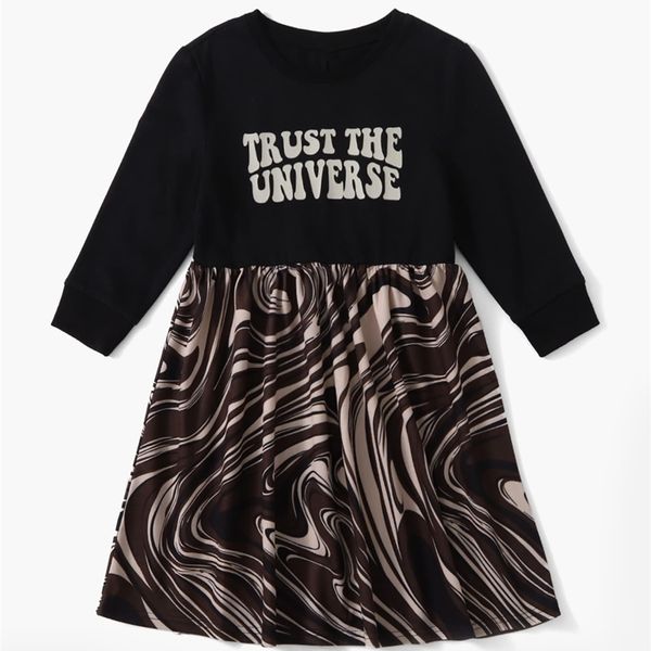 

little girl 1 group slogan a-line dress she, Red;yellow