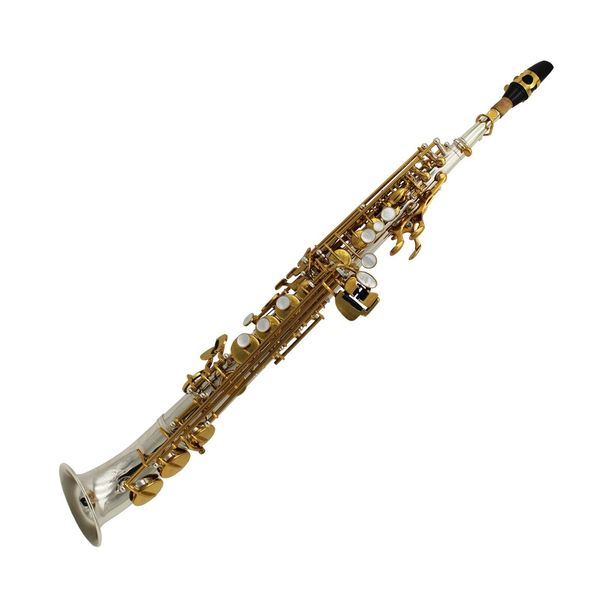 

pro silver plated curved bell j type bell straight soprano saxophone saxello