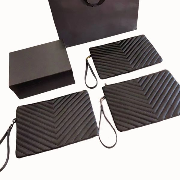 Clássico em movimento tote saco de higiene luxuoso couro macio preto sacos cosméticos mulheres embreagens zip nova moda famosa marca wallets257e