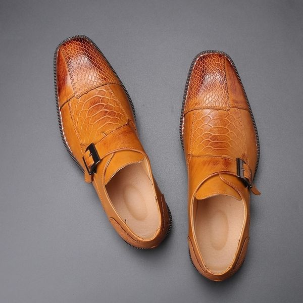 

men's dress shoes buckle business skyle oxfords formal leather shoes elegant wedding loafers big size y200420, Black