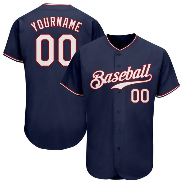 

custom navy white-red authentic baseball jersey, Blue;black
