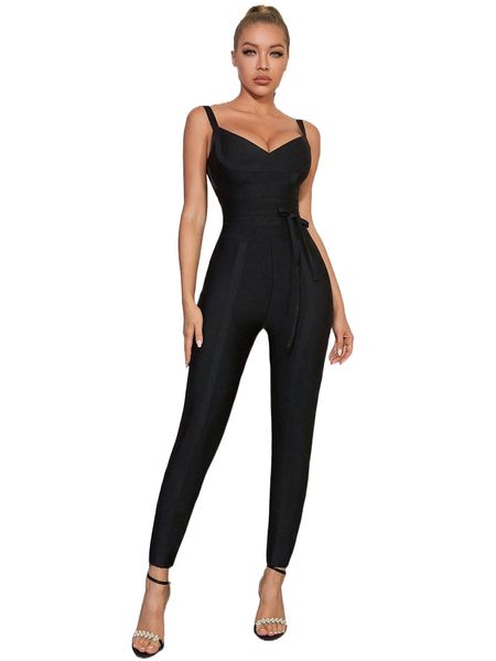 

adyce zip back belted unitard jumpsuit 08i9#, Black;white