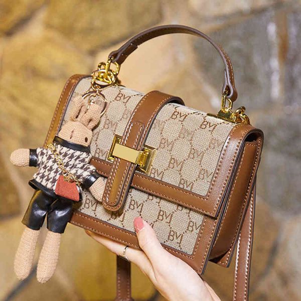 

printed handbag women's texture canvas bag 2022 new small square bag versatile one shoulder diagonal bag