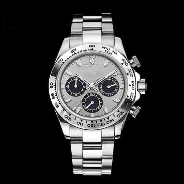 

luxury watches for mens men 40mm stainless steel luminous waterproof calendar fashion sports automatic mechanical watch, Slivery;brown