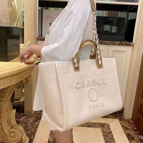 

luxury classic designer beach bags canvas pearl evening bag brand ch portable shopping large capacity handbag women handbags label backpack