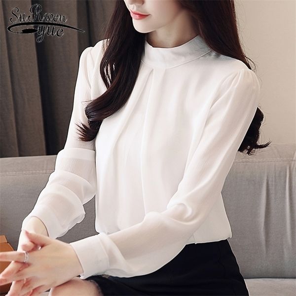 

casual solid white chiffon blouse shirt women and blouses long sleeve ol blouse fashion women blusa feminina 0894 40 210308