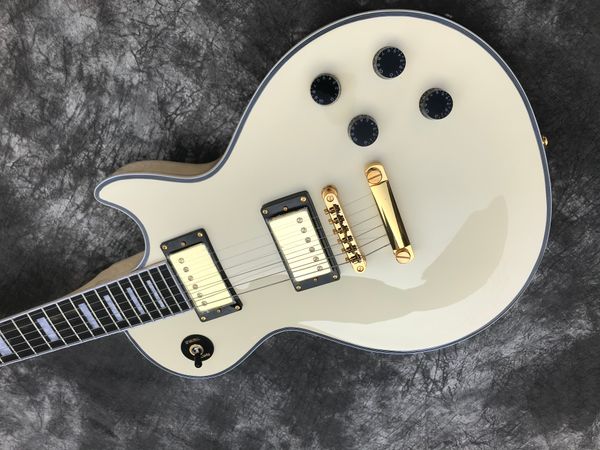 

cream yellow six string cass electric guitar we can customize all kinds of guitars