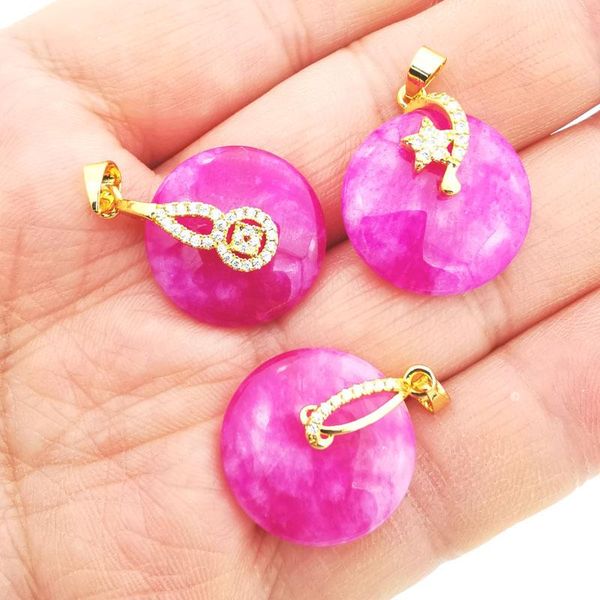 Подвесные ожерелья Magenta Blue Jades Olding Bead Stone Inlied Strinestone Floral Golden Colles