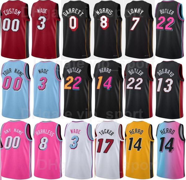 

75th anniversary basketball print pj tucker jersey 17 jimmy butler 22 dwyane wade 3 tyler herro 14 kyle lowry 7 bam ado 13 duncan robinson, Black;red