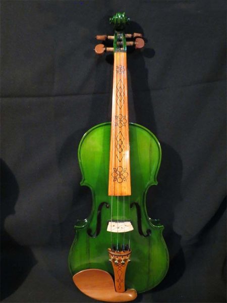 

solid wood green colors 4/4 electric violin +acoustic violin #8287