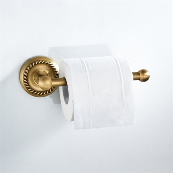 1PCS Papier Handtuch Rack Einfache Chassis Runde Gebürstet Bronze Kupfer Hängen Badezimmer Wand Wc Halter Rolle Y200108