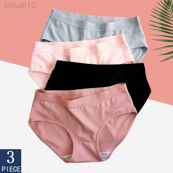 

strings thong woman underwear women 3 pcs/set cotton briefs for women underwear seamless short underpant briefs woman solid color short l220, Black;pink
