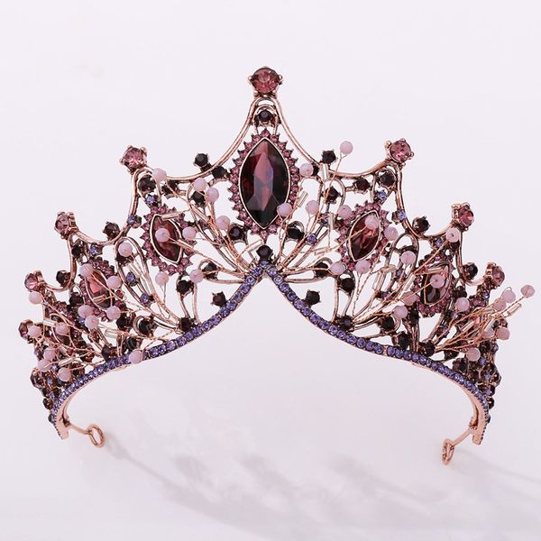 

vintage bronze handmade purple crystal bridal tiaras rhinestone crowns hairbands wedding hair accessories, Slivery;white