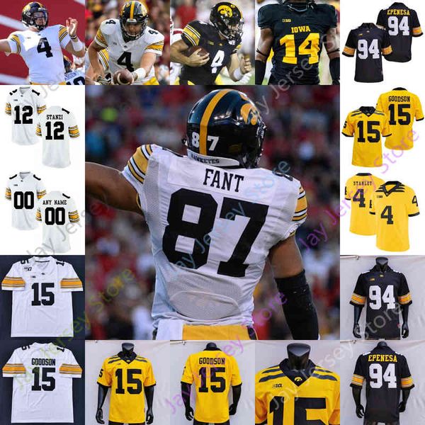 

2020 custom iowa hawkeyes football jersey ncaa college anthony nelson tristan wirfs brandon scherff robert gallery clark barrington wade, Black