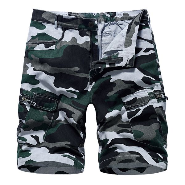 

camo casual cotton fashion shorts men summer tactical army pants outdoor sports hiking short pants multi-pocket resistant, White;black