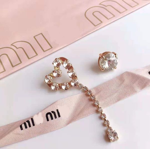 

accessories jewelry miao family's imitation crystal love long diamond fashionable generous heart-shaped asymmetric earrings, Silver