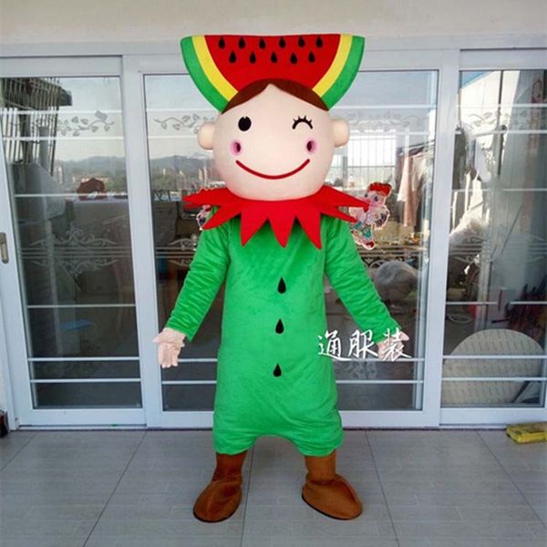 Alta Qualidade EVA Material Sweet Melon Mascot Traje De Frutas Dos Desenhos Animados Melancia Fato de Bruxas Festa de Aniversário Ternos