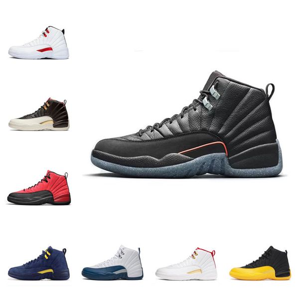 

12s mens basketball shoes 12 genuine leather men trainers black taxi flu game hyper royal royalty nylon michigan gym red sports outdoor trai