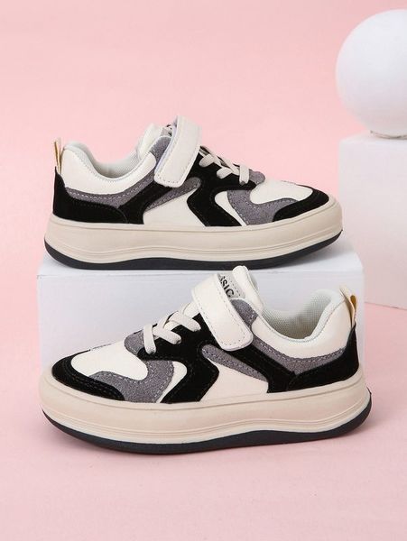 

boys colorblock lace-up front skate shoes she, Black