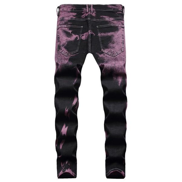 Herren Jeans Herren Jeans Leichte Luxus schlanker Fit Kabine Dye Denimhose Hochwertiges Loch Ripped Dekoration Purple Street Mode sexy lässig lässig