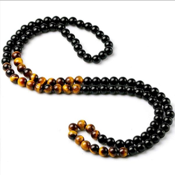

8mm natural original stone handmade beaded necklaces for women men party club decor fashion energy jewelry, Silver