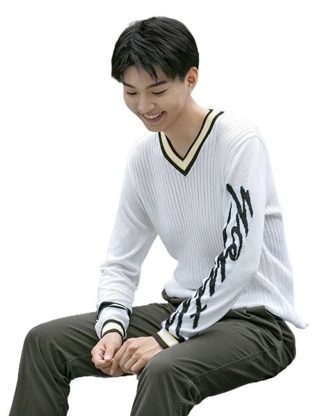 

men letter pattern cricket sweater y96r#, White;black