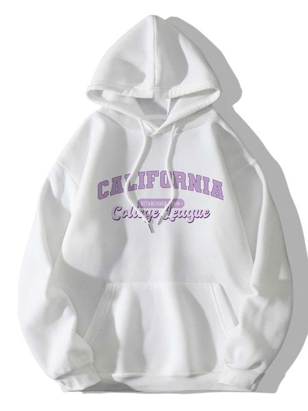 

letter graphic drawstring thermal lined hoodie e0h2#, Black