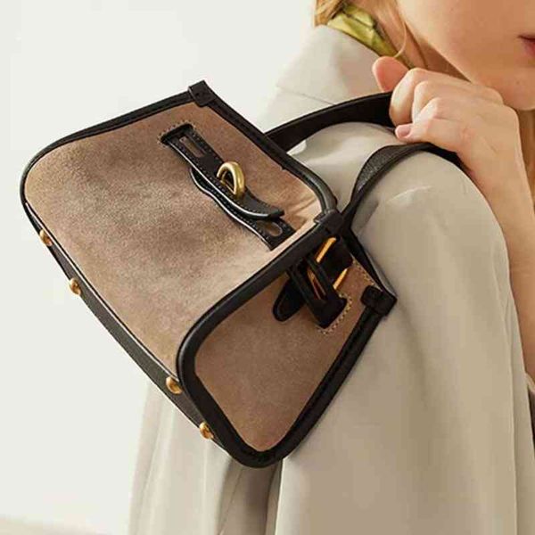 

leather totes decorative belt real leather crossbody bags dating contrast color cow leather shoulder bags 220611