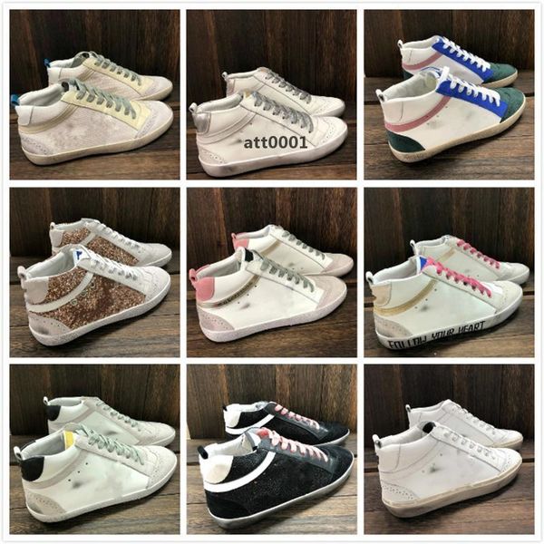 

mid star high -sneakers fashion women shoes italy pink -gold glitter classic white do -old dirty designer sneaker''golden'&#0, Black