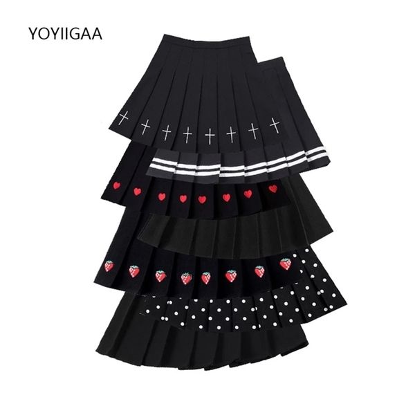 

summer high waist women pleated skirt streetwear preppy style female mini skirts fashion sweet ladies girls dance short skirts 220408, Black