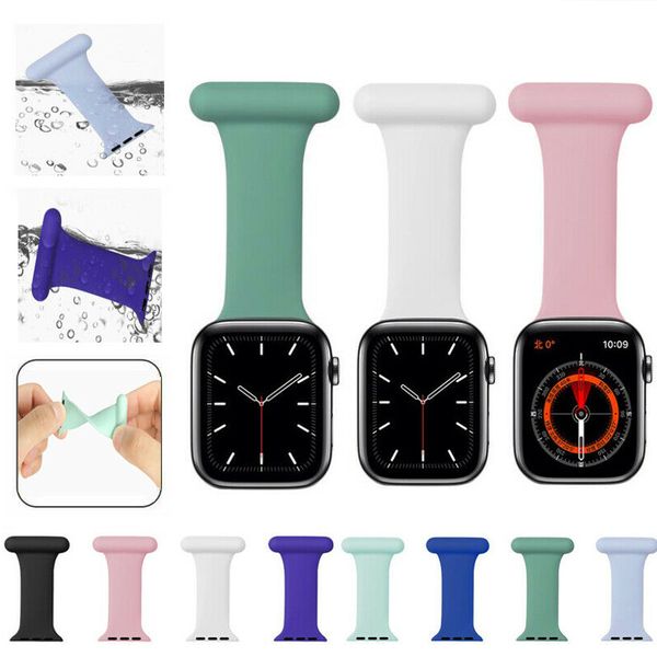 

new nurse pin straps for apple watch 45mm 41mm 38mm 42mm 44mm 40mm band silicone bands bracelet for iwatch series 7 6 se 5 4 3 2 1 straps ac